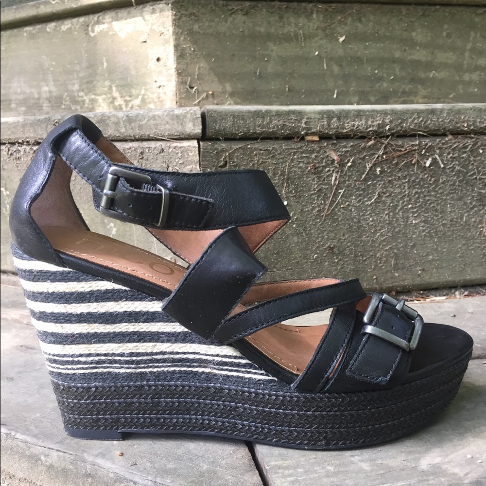 DANICA in Black Wedge Sandals NICOLE